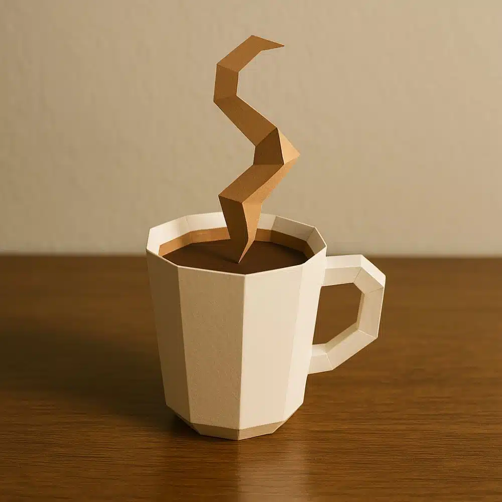 Papercraft coffee cup in 3D origami
