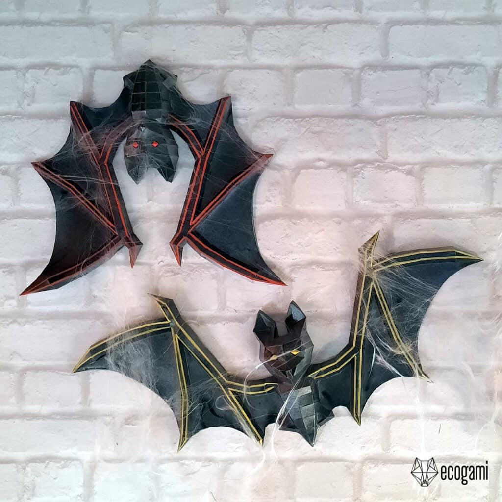 Papercraft of a bat in 3D origami