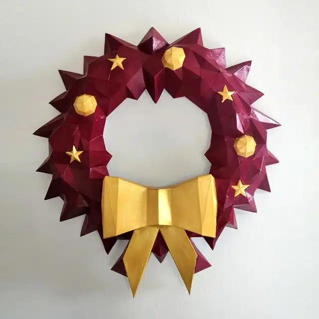 3D Origami kerstkrans - papercraft model, weergave 5