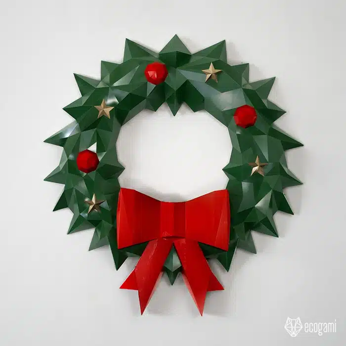 Origami-Papercraft Weihnachtskranz