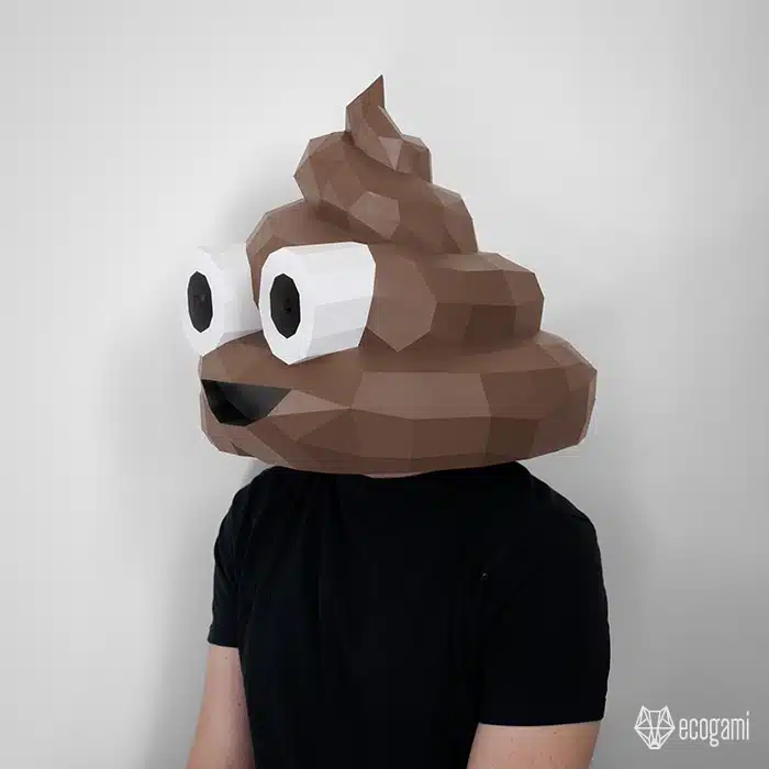 Papercraft máscara do Emoji Cocô em origami
