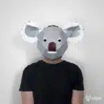 Papercraft máscara de coala branco em origami