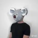 Papercraft máscara de coala branco em origami