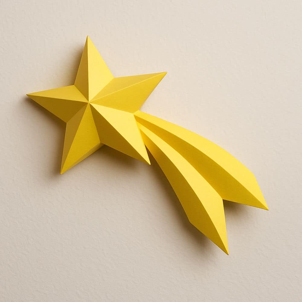Papercraft of shooting star in origami 3D