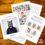 Papercraft máscara de buldogue francês em origami