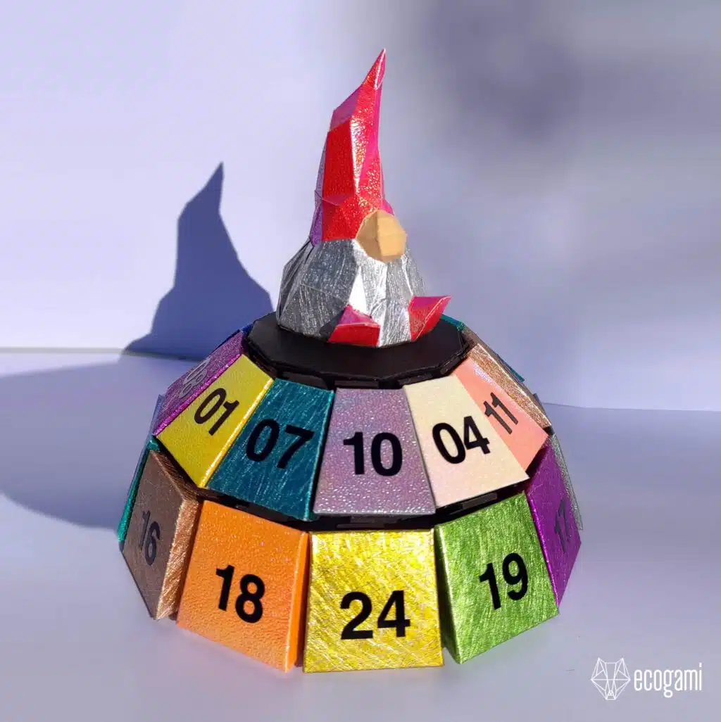 Papercraft adventskalender in origami - Dwergmodel, weergave 4
