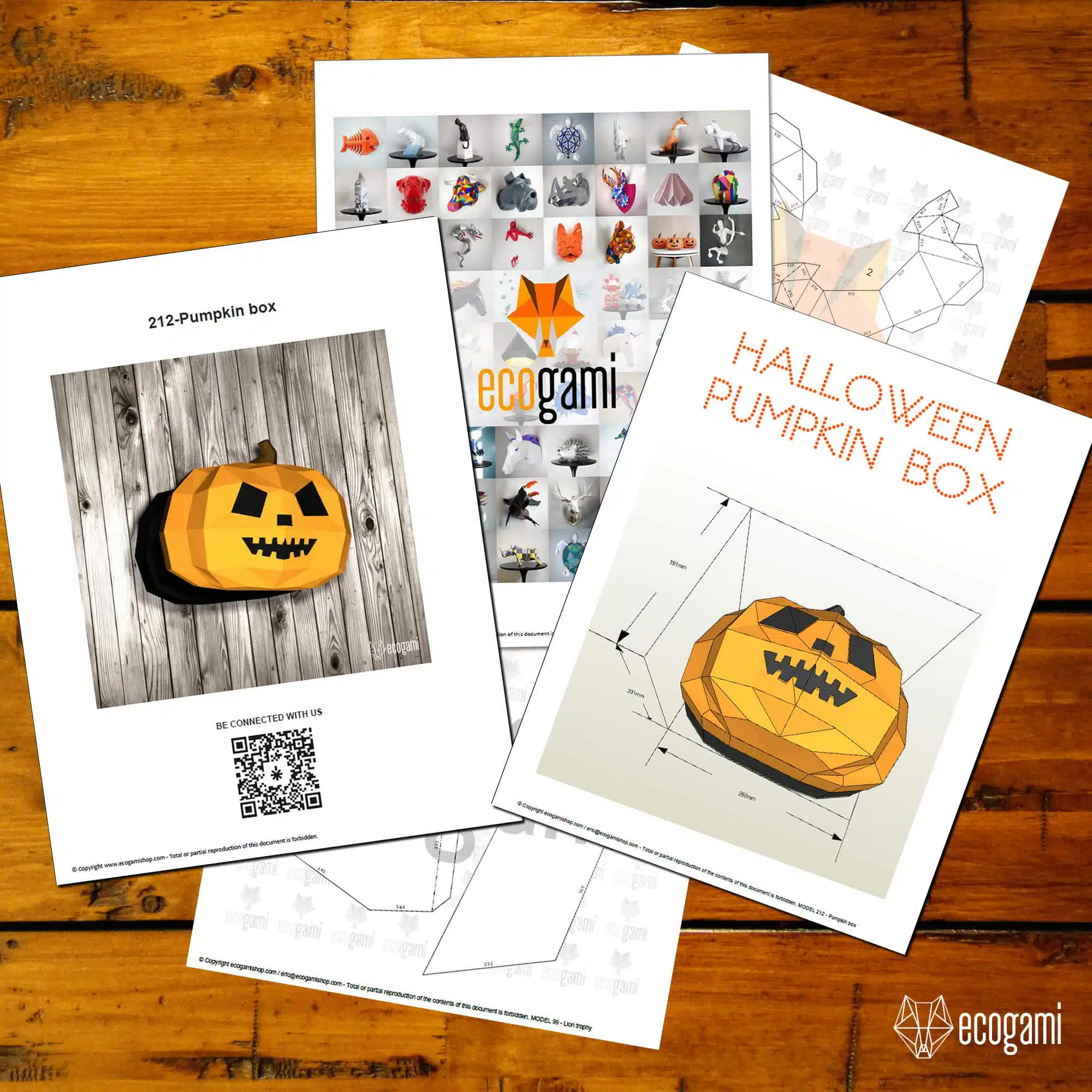Papercraft de boîte en forme de citrouille pour Halloween, vue 4