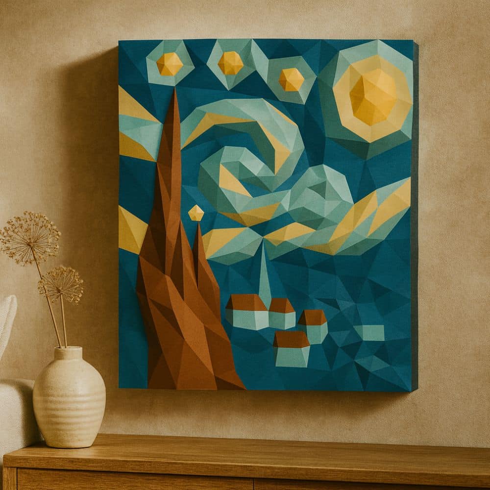 Papercraft of Van Gogh's starry night in origami 3D