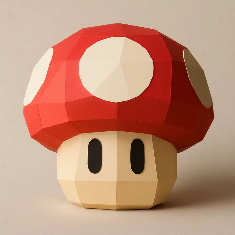 Papercraft de champignon rouge en origami 3D