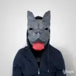 Papercraft máscara de buldogue francês em origami