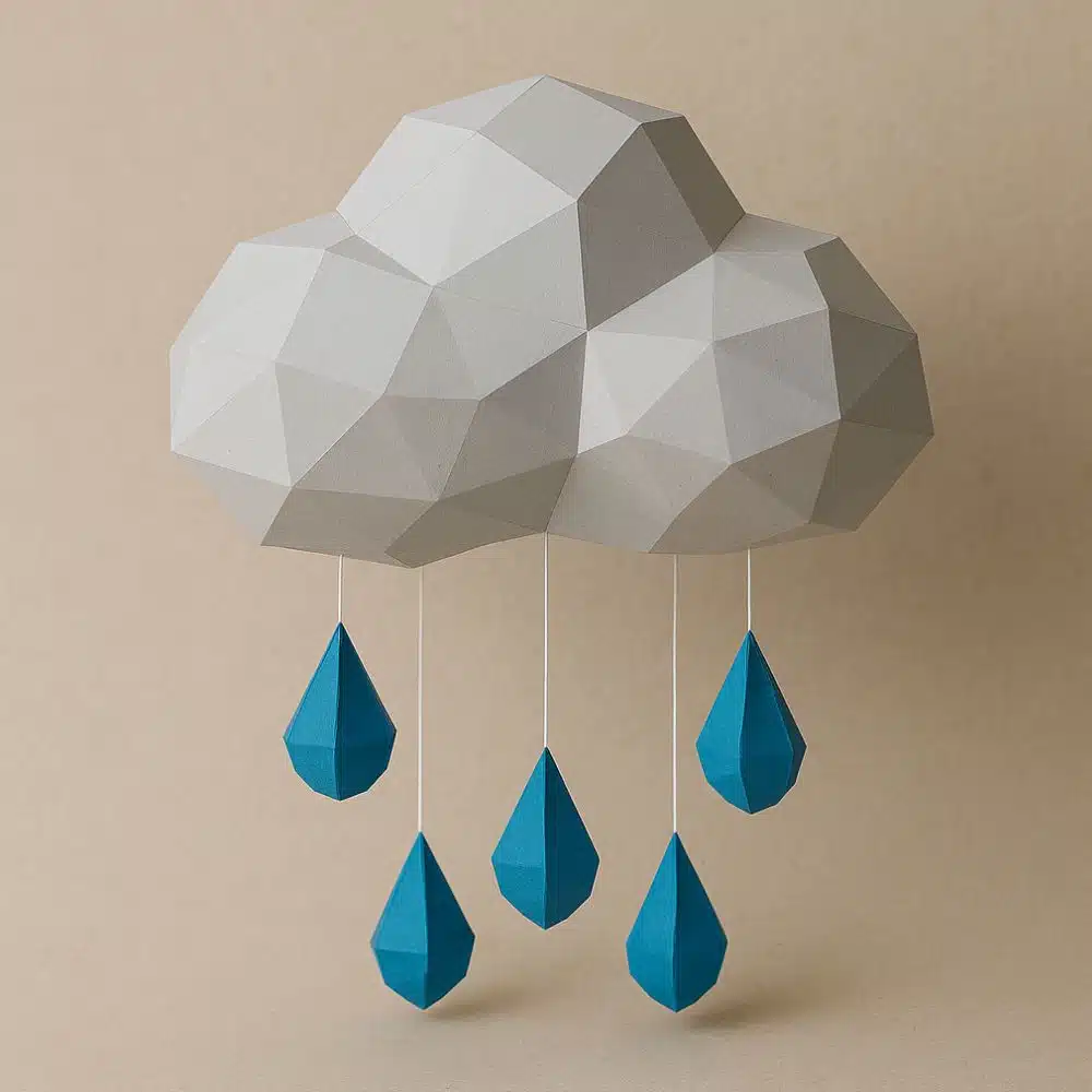 Papercraft cloud in 3D origami