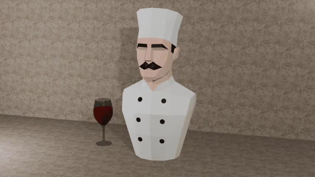 Porte-bouteille Chef - Buste de cuisinier en papercraft 3D