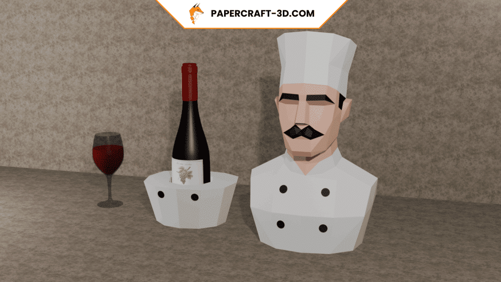 Papercraft of chef in origami
