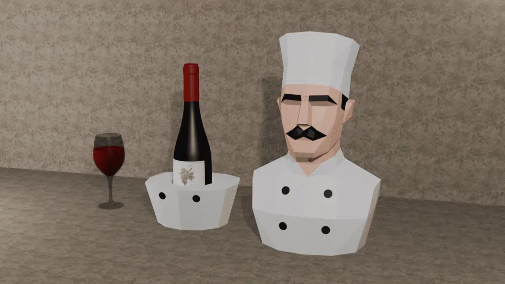 Porte-bouteille Chef - Buste de cuisinier en papercraft 3D