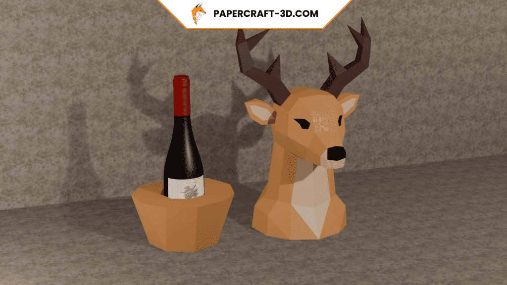 Porte-bouteille cerf en papercraft 3D