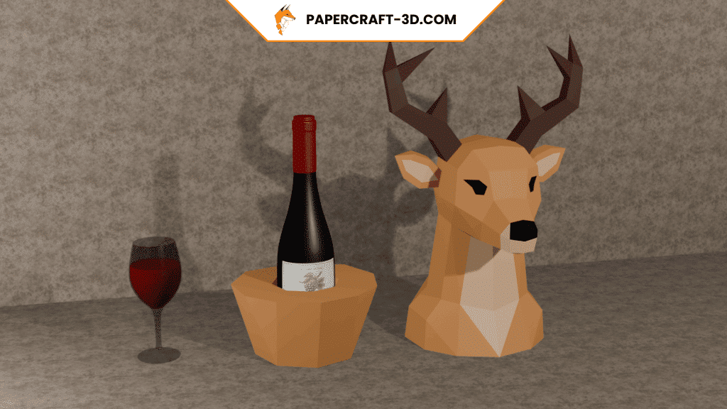 Porte-bouteille cerf en papercraft 3D
