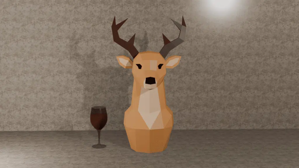 Fleshouder hert in papercraft 3D, weergave 3