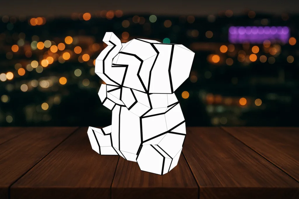 Herradura y trébol de la suerte en papercraft 3D, vista 3