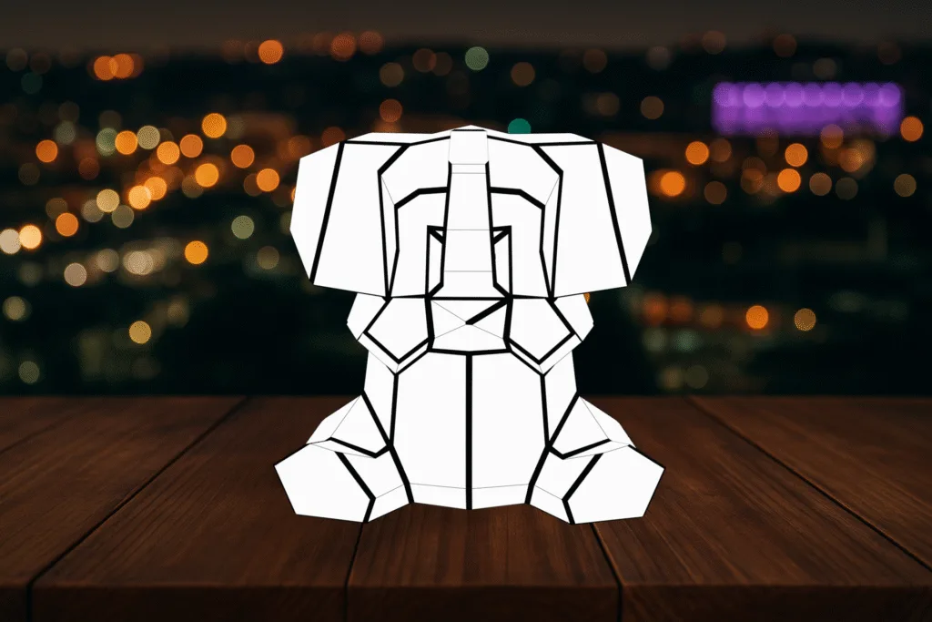 Herradura y trébol de la suerte en papercraft 3D, vista 2