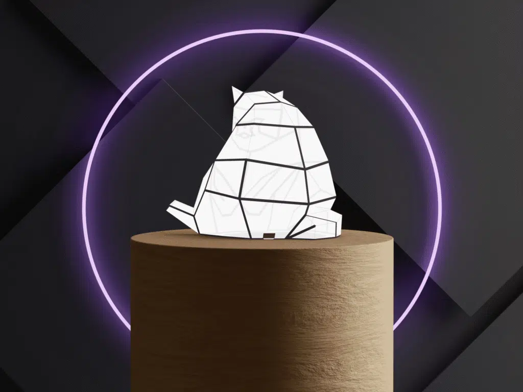 Geometrische papercraft 3D kat nachtlamp, weergave 4