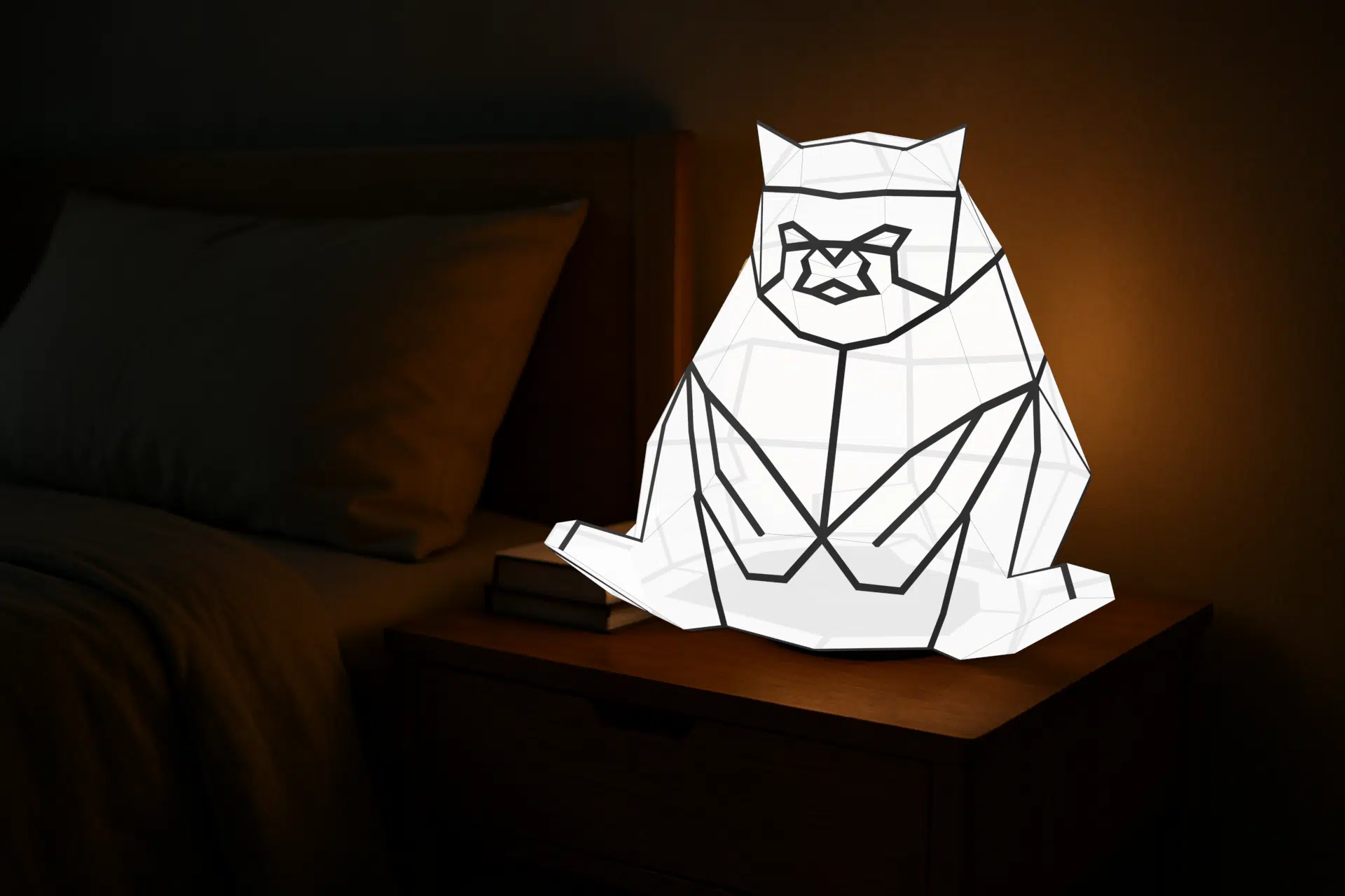 Geometrische papercraft 3D kat nachtlamp, weergave 6