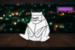Geometrische papercraft 3D kat nachtlamp, weergave 3