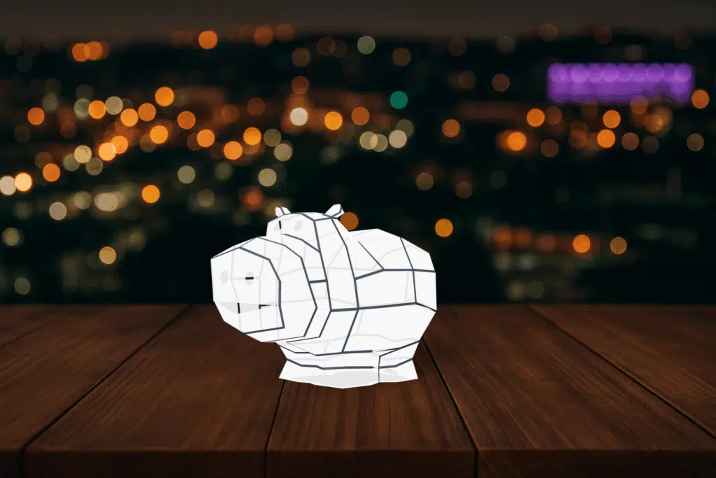 Veilleuse hippo en papercraft 3D