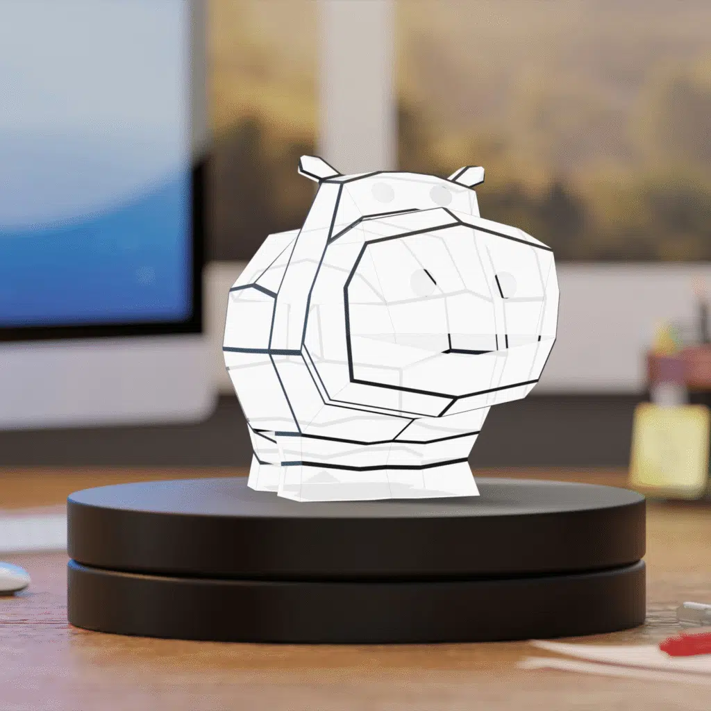 Veilleuse hippo en papercraft 3D