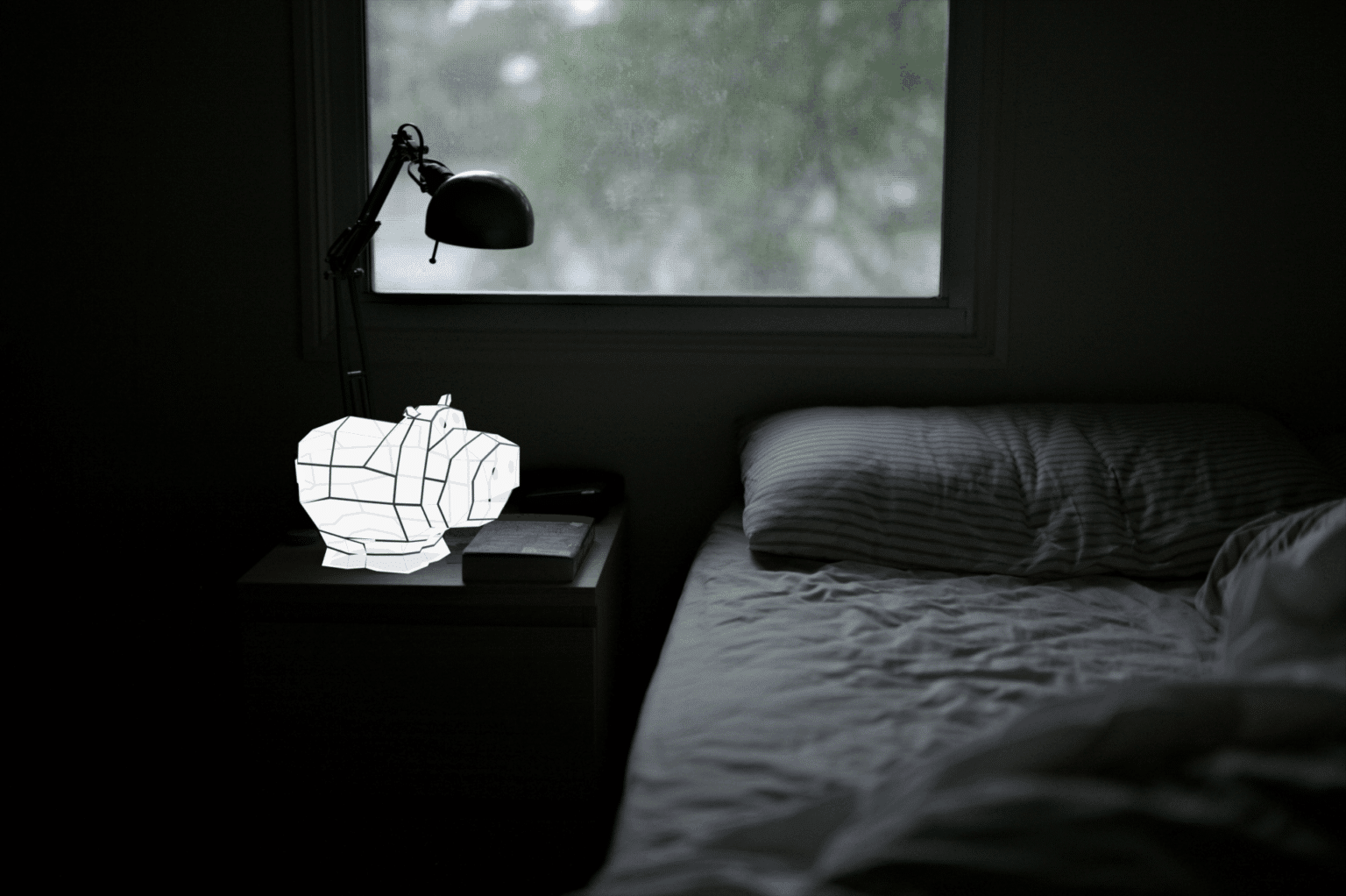3D Papercraft Hippo Night Light – Geometric DIY Lamp