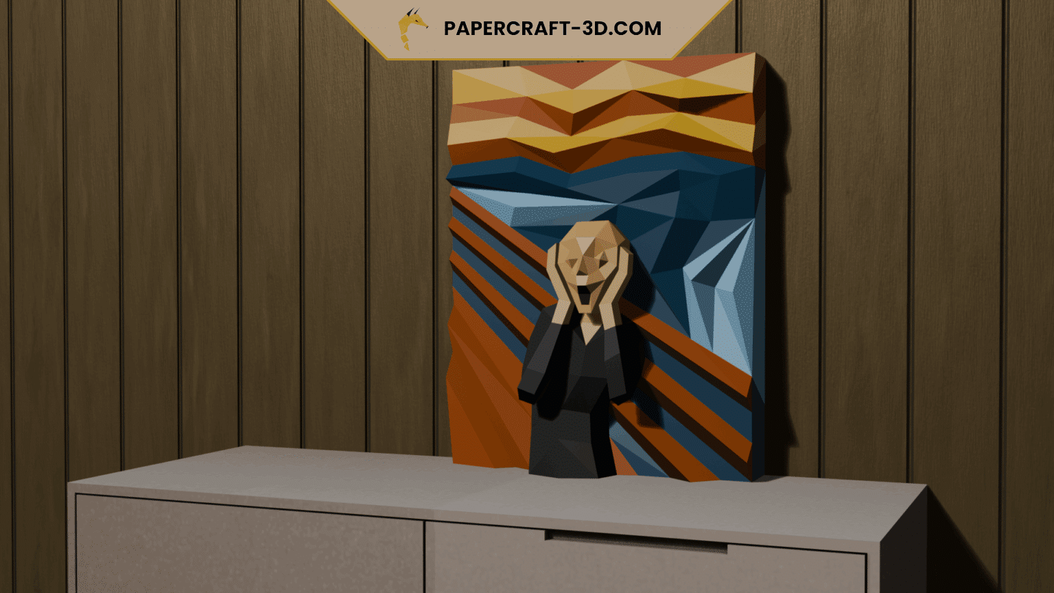 The Scream papercraft 3D – Tableau mural en papier à assembler