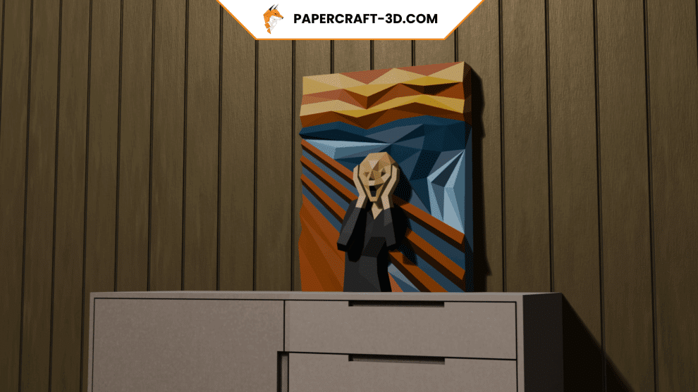 The Scream papercraft 3D – Tableau mural en papier à assembler