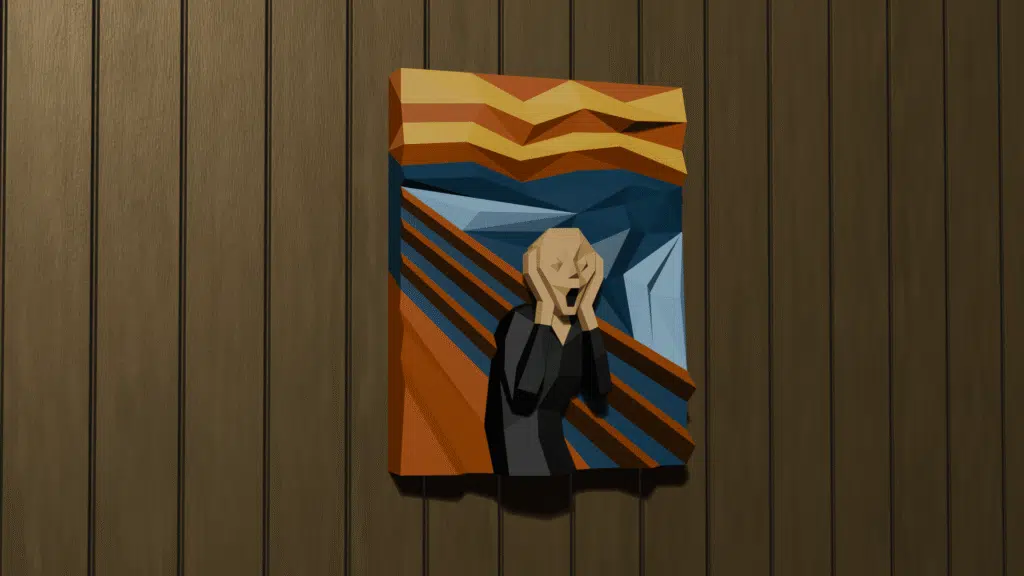 The Scream - 3D papercraft tableau naar Munch, weergave 4