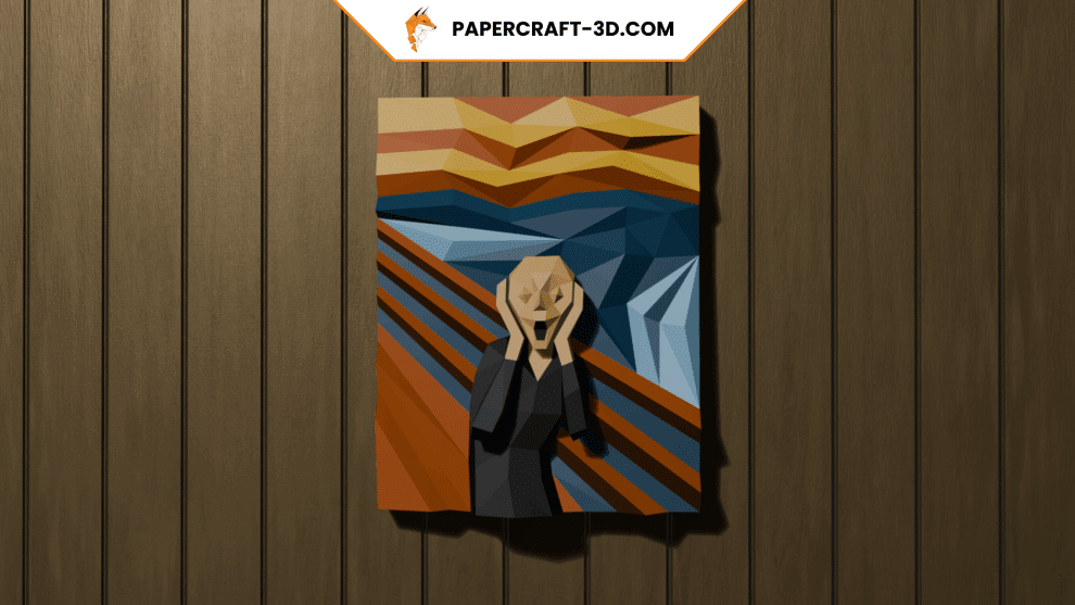The Scream papercraft 3D – Tableau mural en papier à assembler