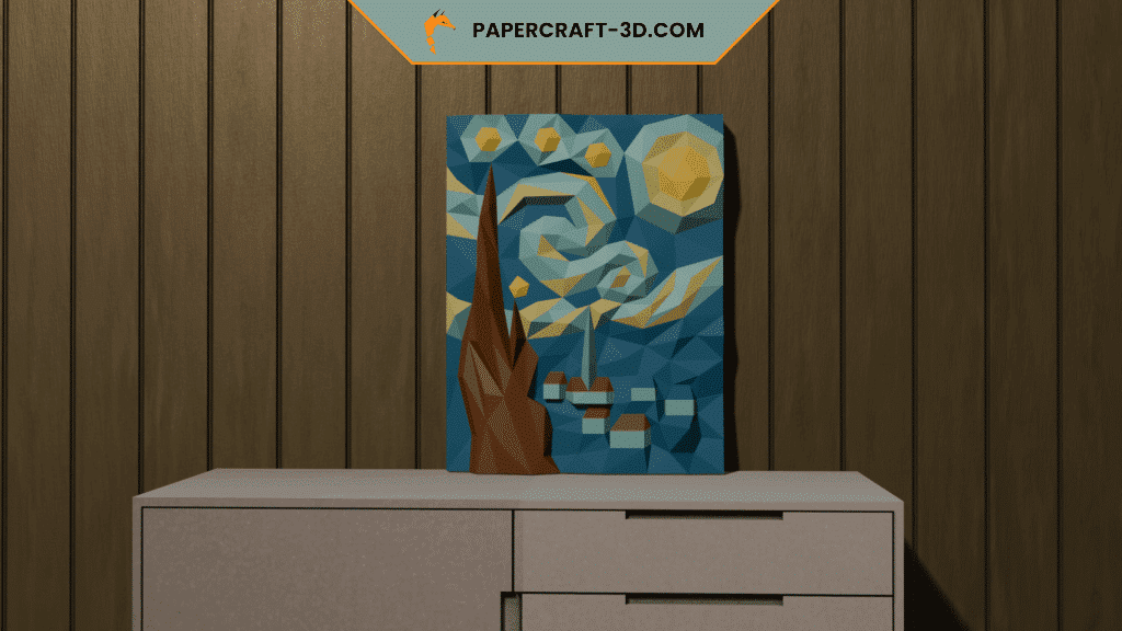 Papercraft de La notte stellata in origami 3D