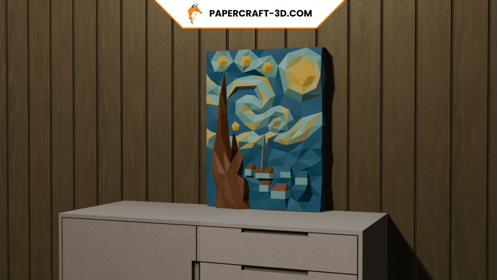 Papercraft de La notte stellata in origami 3D