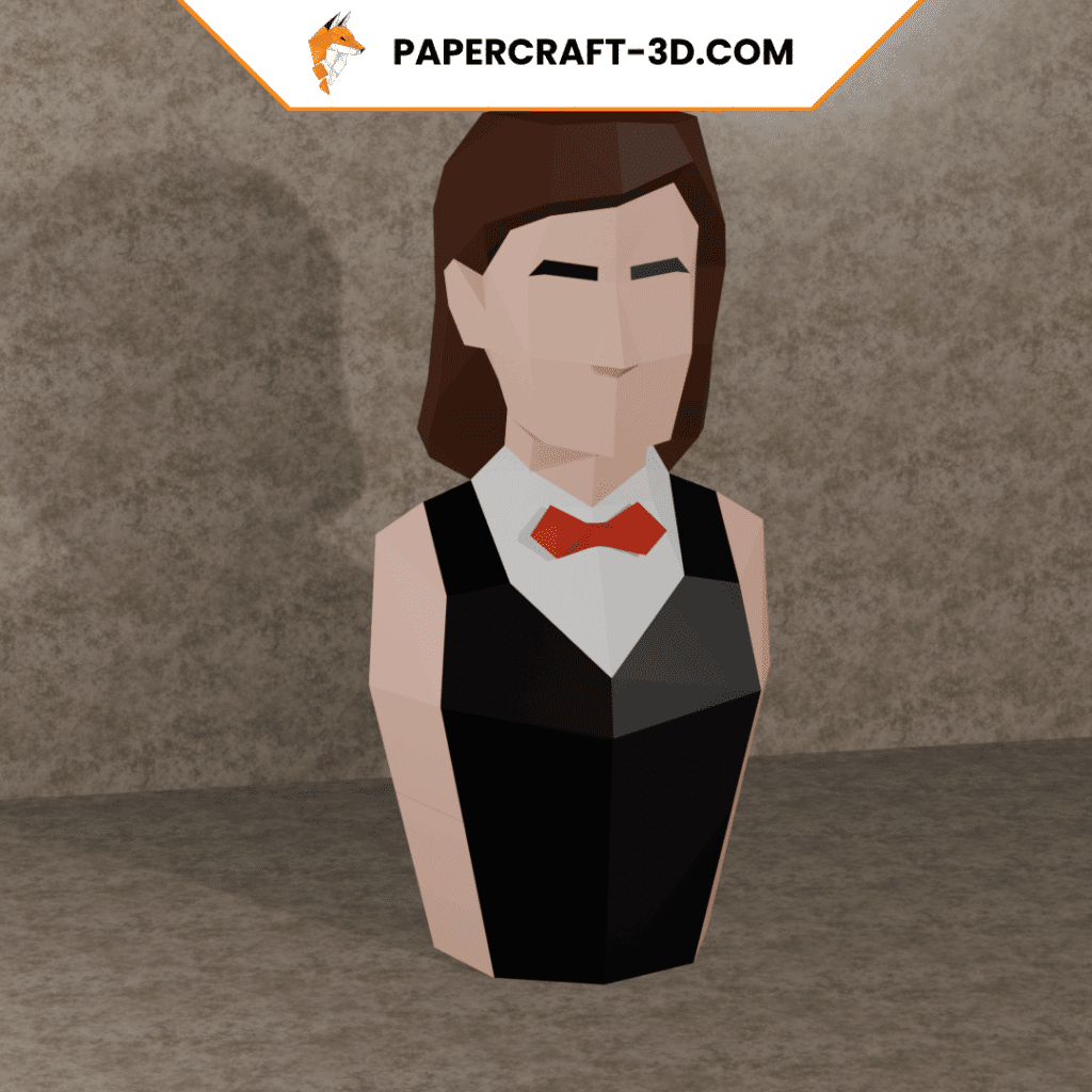 Porte-bouteille décoratif - Serveuse rétro en papercraft 3D