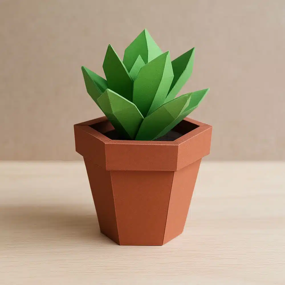 Papercraft geometric pot in origami