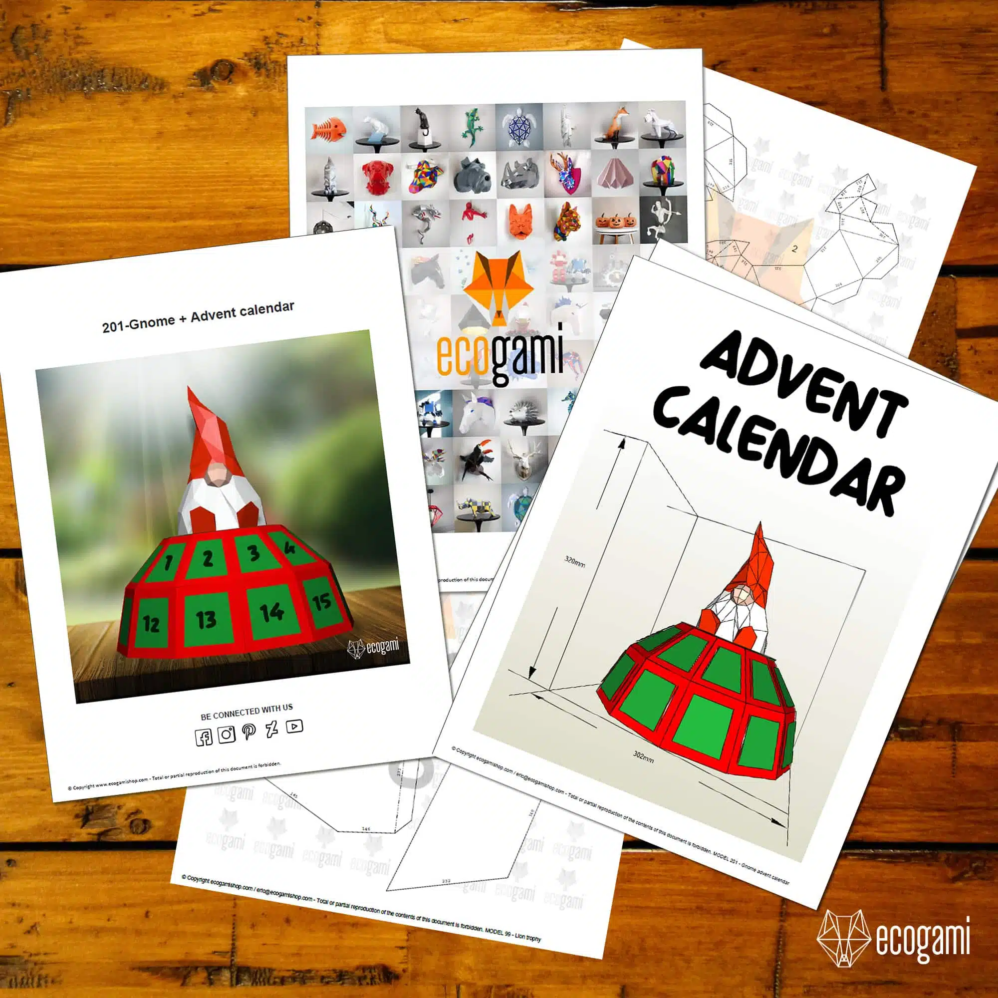 Papercraft calendrier de l’avent en origami, vue 4