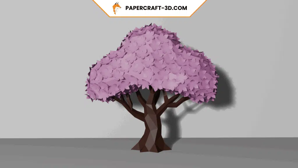 Papercraft cherry blossom tree in origami 3D
