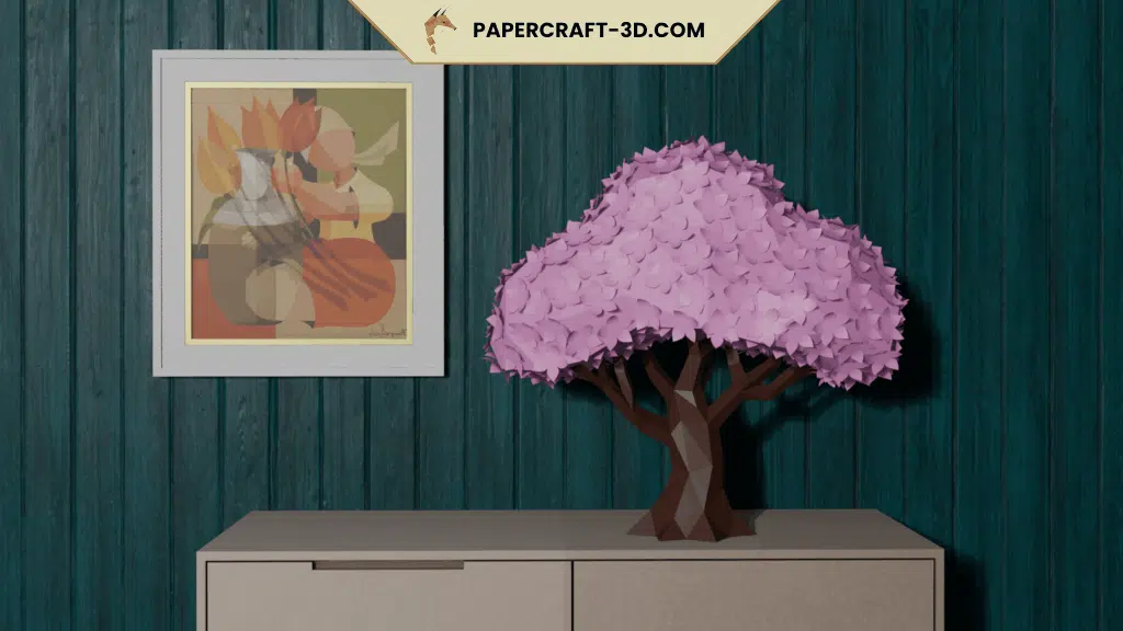 Papercraft cherry blossom tree in origami 3D