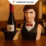 Papercraft of a 3D origami waitress