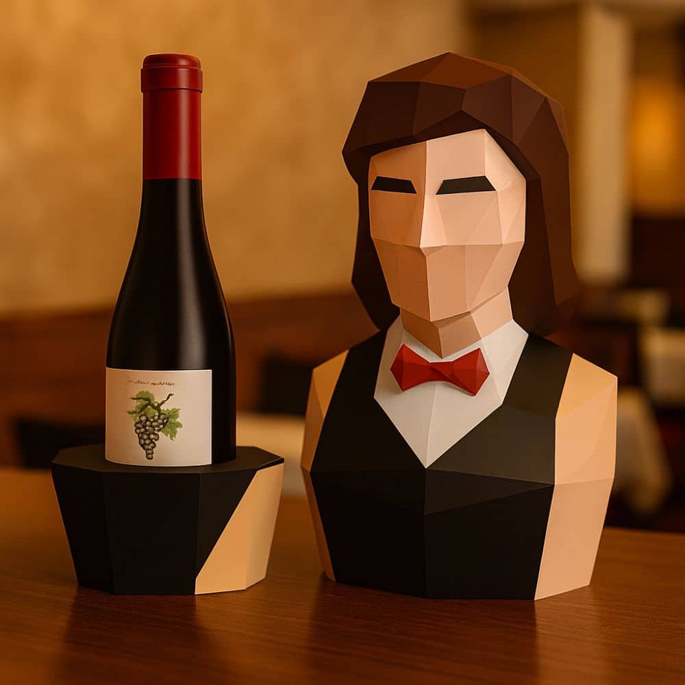 Papercraft of a 3D origami waitress
