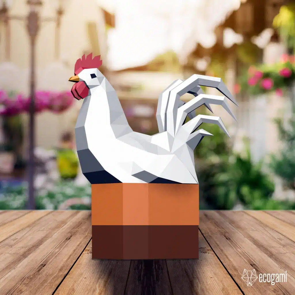 Papercraft boîte pour oeufs de Pâques en forme de poule, vue 4