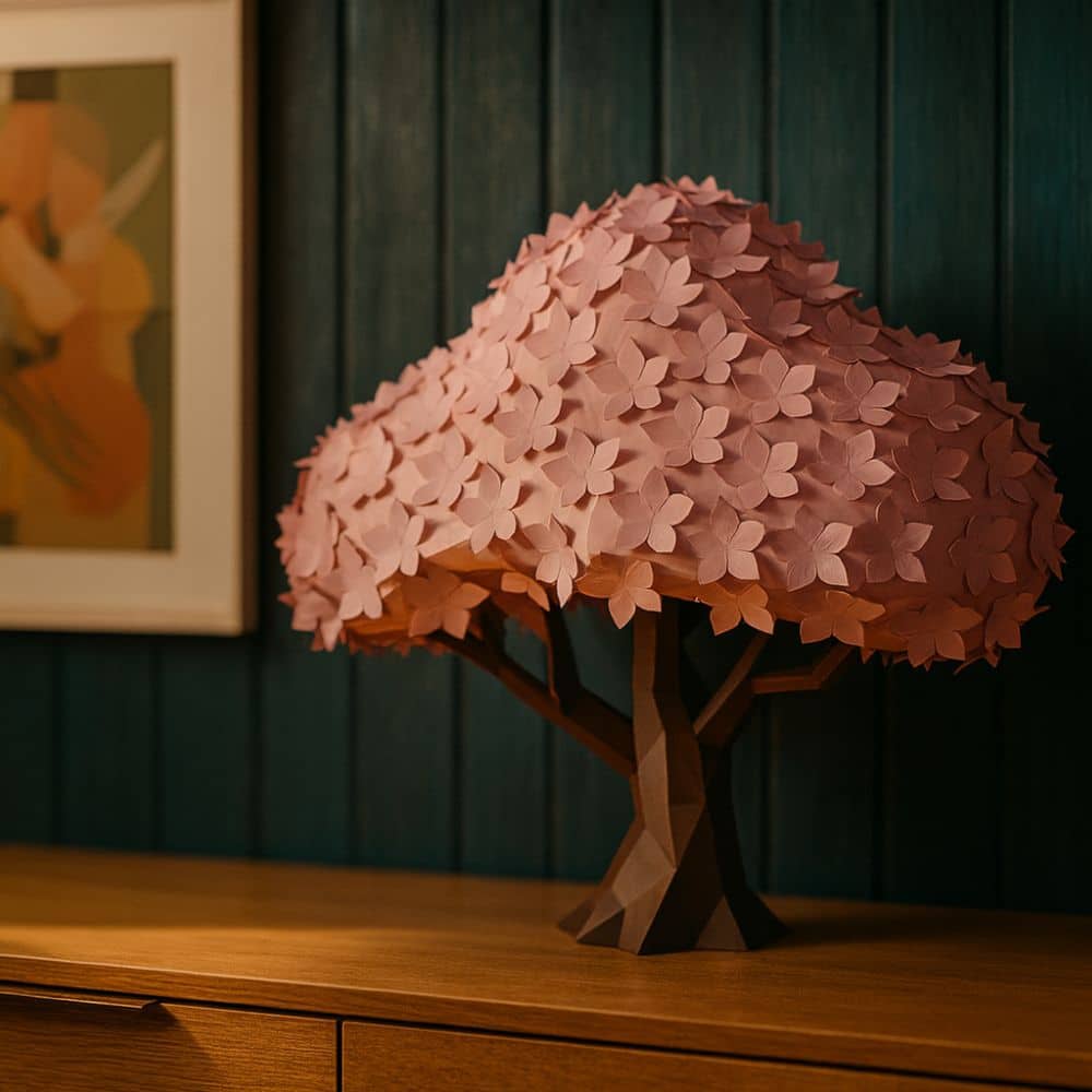 Papercraft cherry blossom tree in origami 3D
