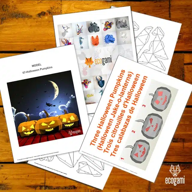Papercraft citrouilles d'Halloween en origami, vue 4