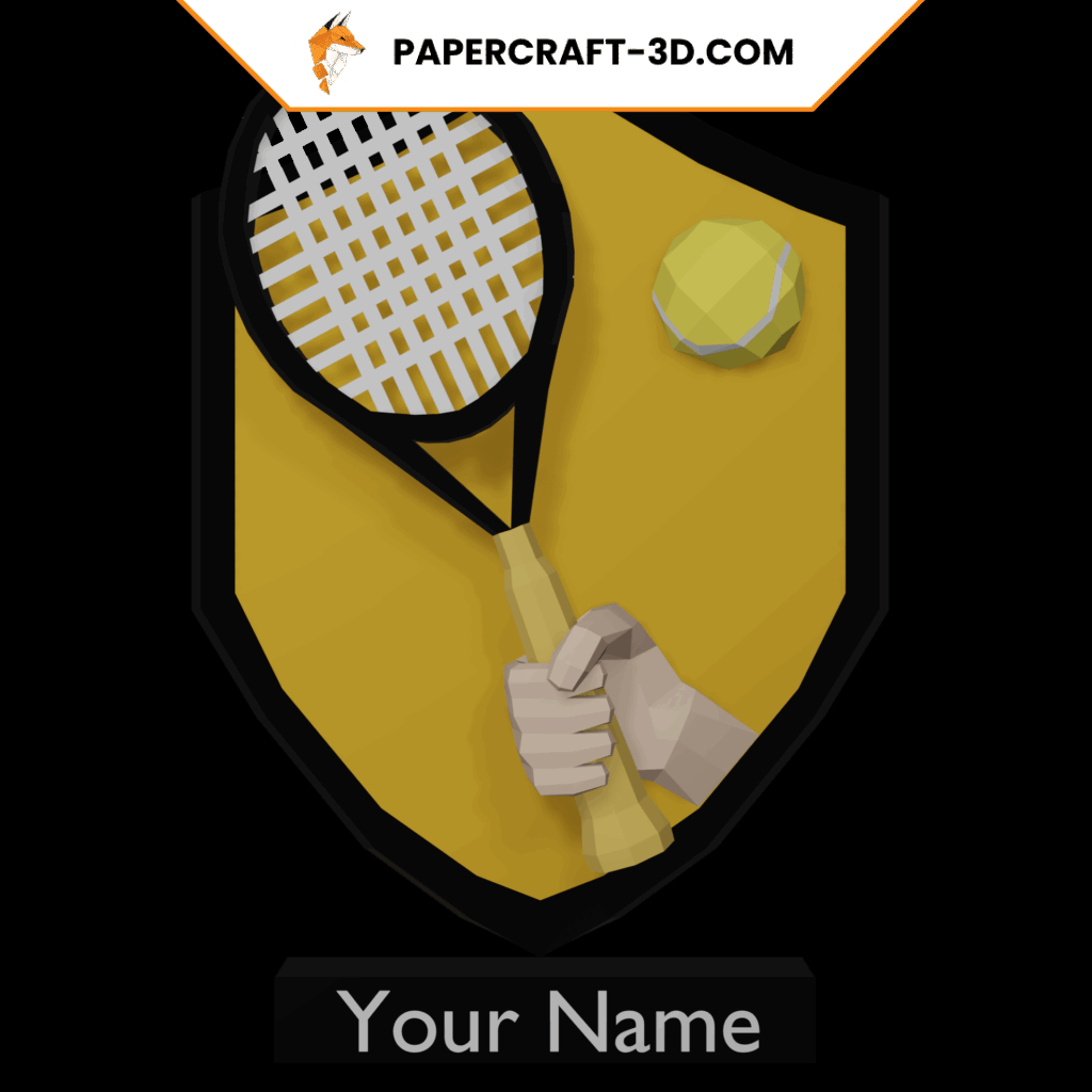 Papercraft tennis racket and ball