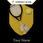 Papercraft tennis racket and ball