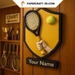 Papercraft tennis racket and ball