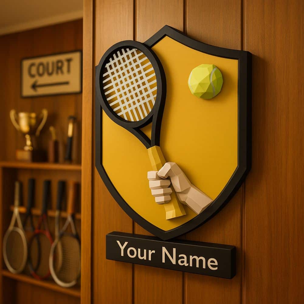 Papercraft tennis racket and ball