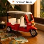 Papercraft tuk-tuk in 3D origami